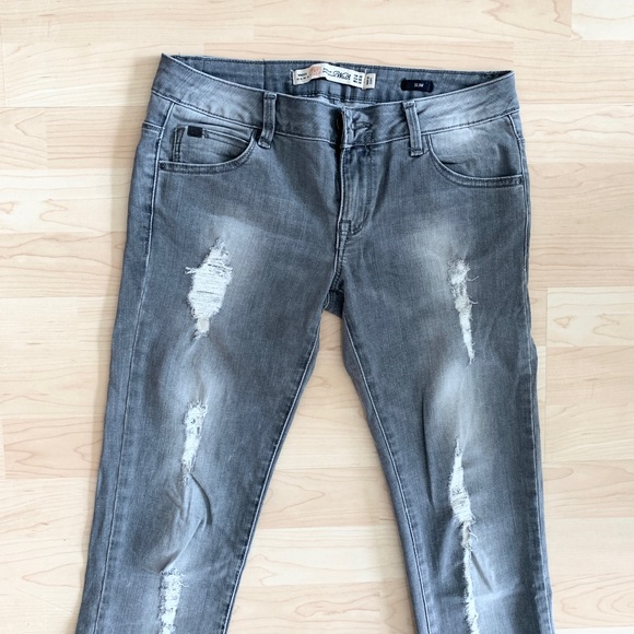 Zara MMXII TRF Premium Wash Slim Fit Distressed Light Grey Denim Jeans - Picture 2 of 10